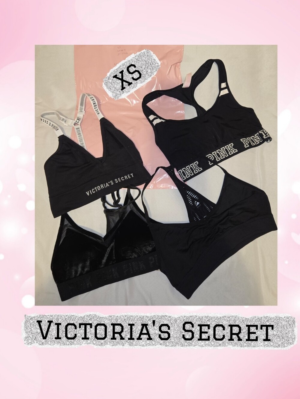 Victoria's Secret Black Sports Bra Lot Sz XS